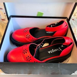 Red Platform Daisy Mary Janes